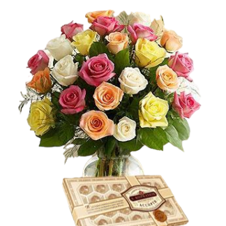 25 colorful roses with chokolates | Flower Delivery Liski