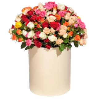 Mixed roses in a hatbox | Flower Delivery Liski