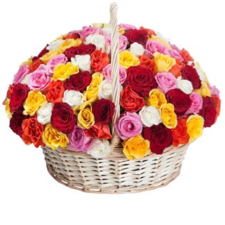 51 colorful roses in the basket | Flower Delivery Liski